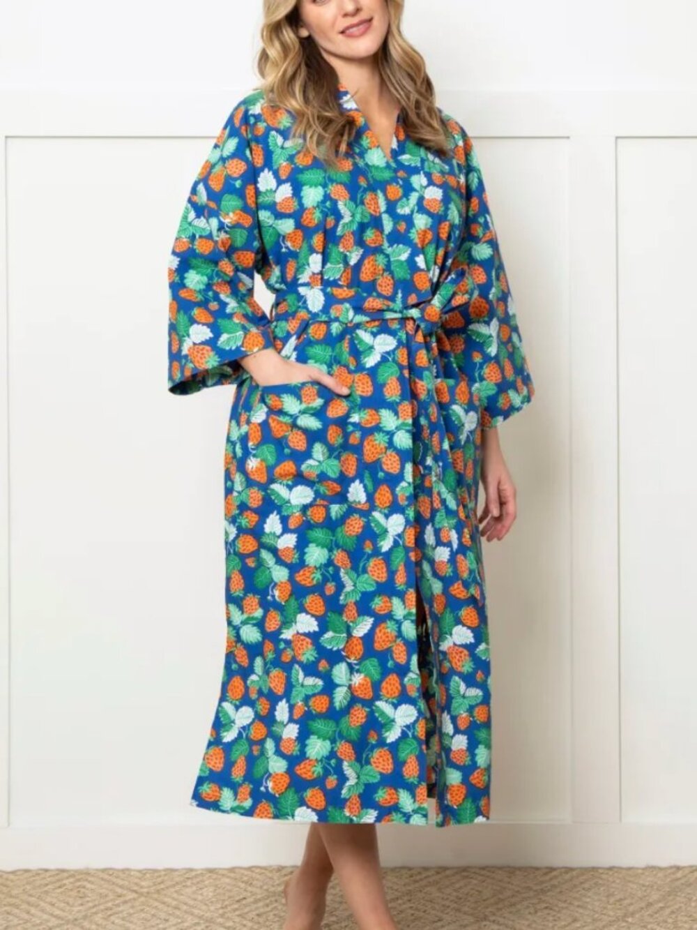 Printfresh Strawberry Fields Robe in Queen Blue S/M